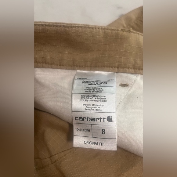 CARHARTT WOMEN'S ORIGINAL FIT Force Original Fit Ripstop Work Short Size 8 Khaki - Picture 8 of 9